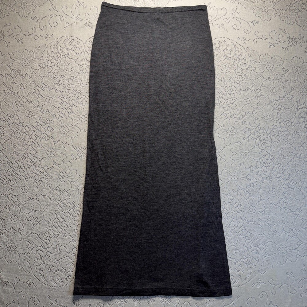 TOTO N KO Skirt Womens P Petite Gray Jersey Straight Pull On Slit Maxi Casual